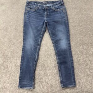 Silver Jeans Co Aiko Mid Skinny Jeans Womens 34x31 Blue Denim Dark Wash Stretch